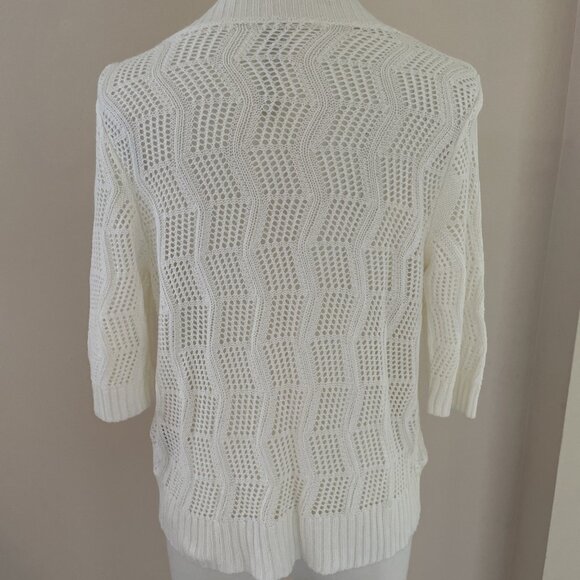 Leo & Nicole Bolero Shrug Crop Cardigan Women's Small Ivory Half Sleeve Sheer - Picture 5 of 11